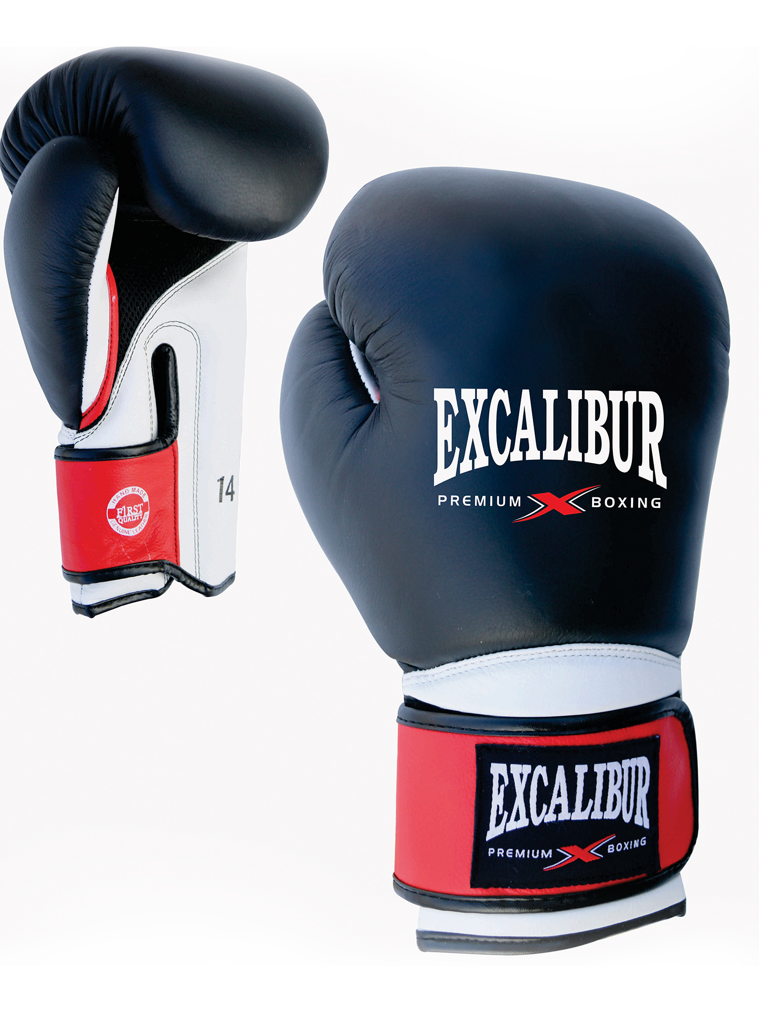 Перчатки боксерские Excalibur 8041/02 Black/White Буйволиная кожа